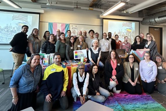 A group of Tufts University colleagues attend a workshop about gender and identity.